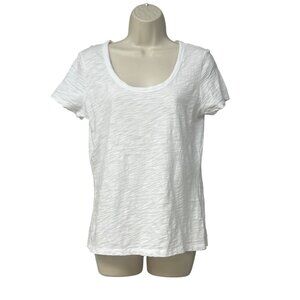 C&C California Womens White Scoop Neck T-Shirt 100% Cotton, Sz. S